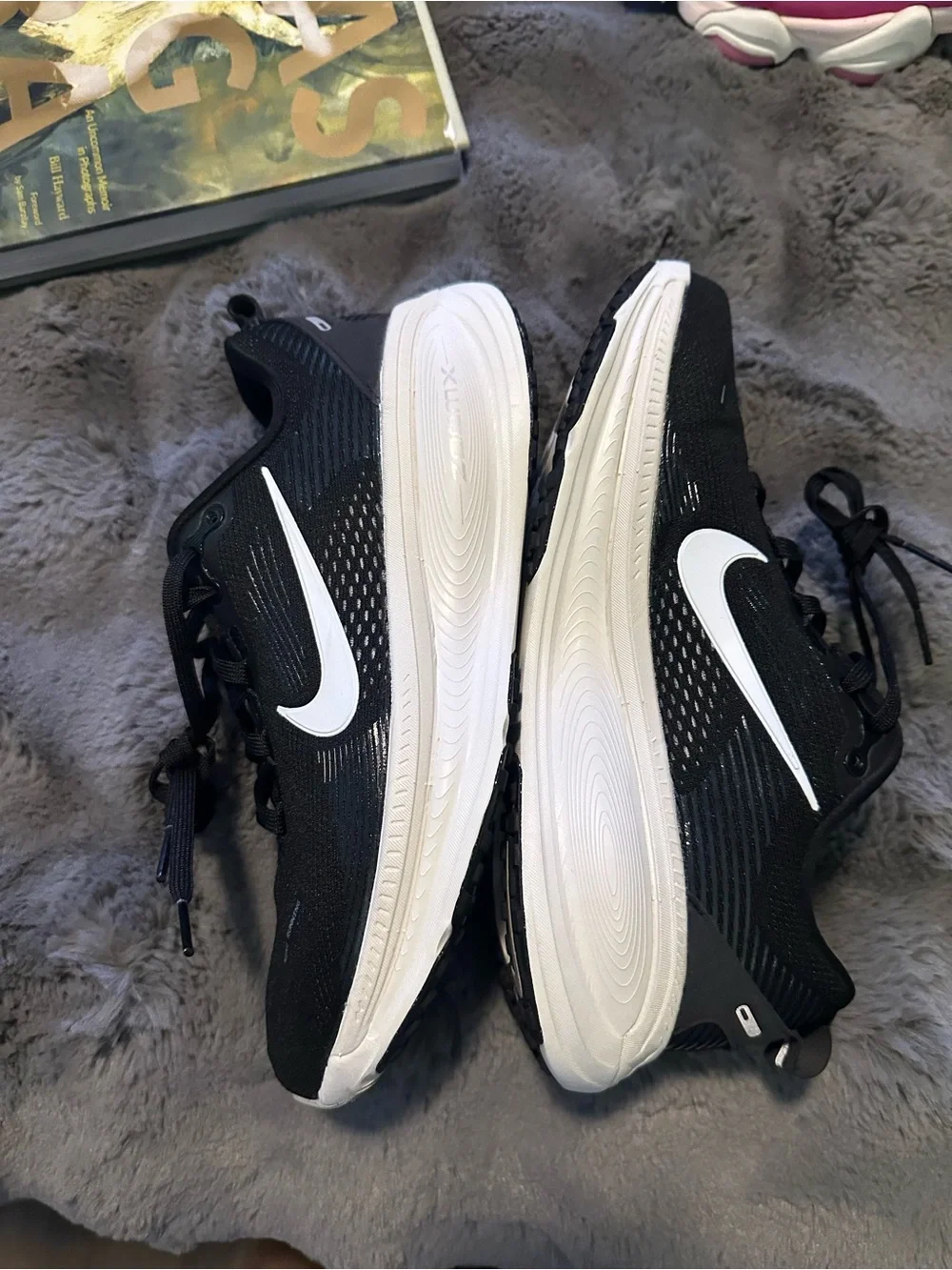 Nike Black and White ZoomX Vomero 18 Running Shoes